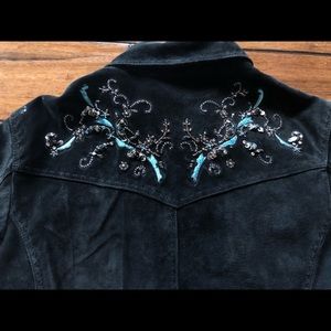 Saguaro Embroidered Suede Leather Jacket